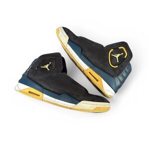 Air Jordan Flight 551820-025 Black Luminary Blue Size 8.5 Retro Mid Top Sneakers